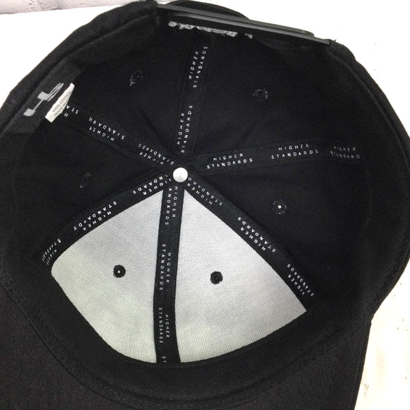 Higher Standards Black Dope White Embroidered Logo Cotton Snapback Hat - Picture 10 of 11